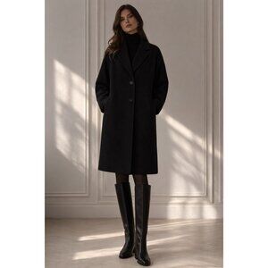 Rebecca Minkoff Black Lightweight Wool Blend Coat Fall Spring Unlined Minimalist